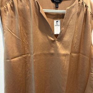 Brown V-Neck Women's Top
